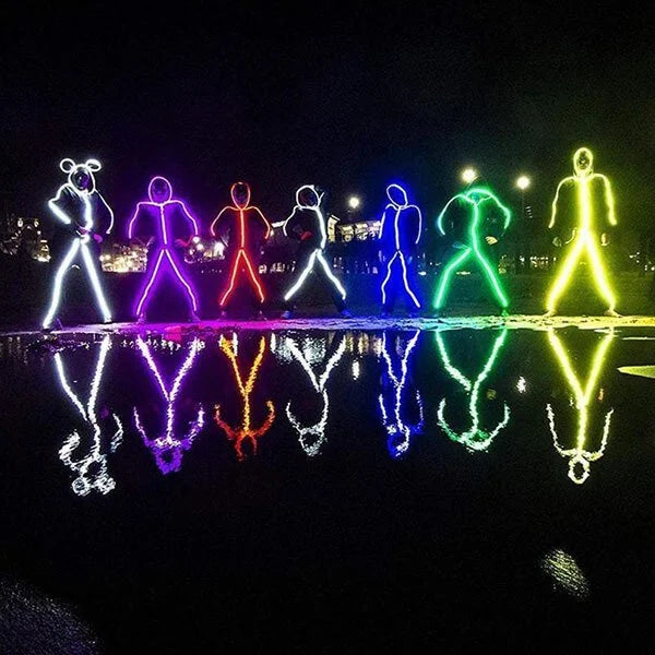 LED Stick Figure Kit EL Wire Cable LED Neon Dance Party DIY Costumes Clothing Luminous Light Decoration