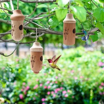 Wooden Hummingbird House