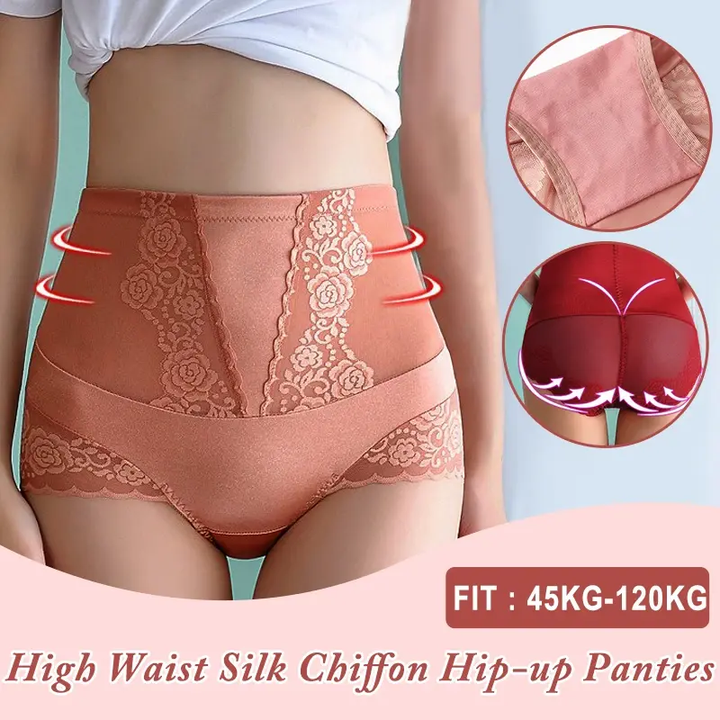 Silk Chiffon Breathable High Waist Abdomen Hip up Panties