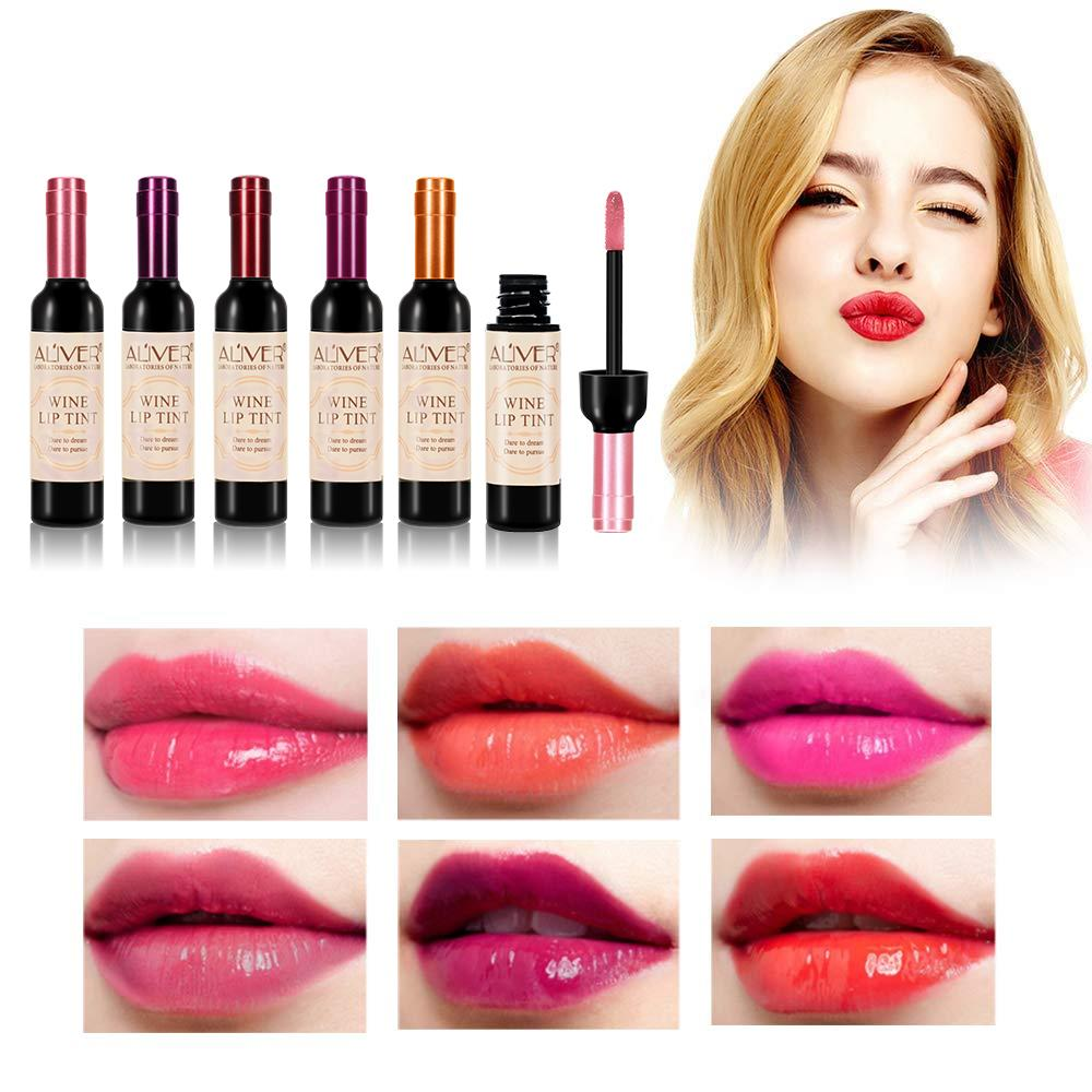 Wine Lip Tint Wine Lipgloss Waterproof Bottle Style Set 6 Color