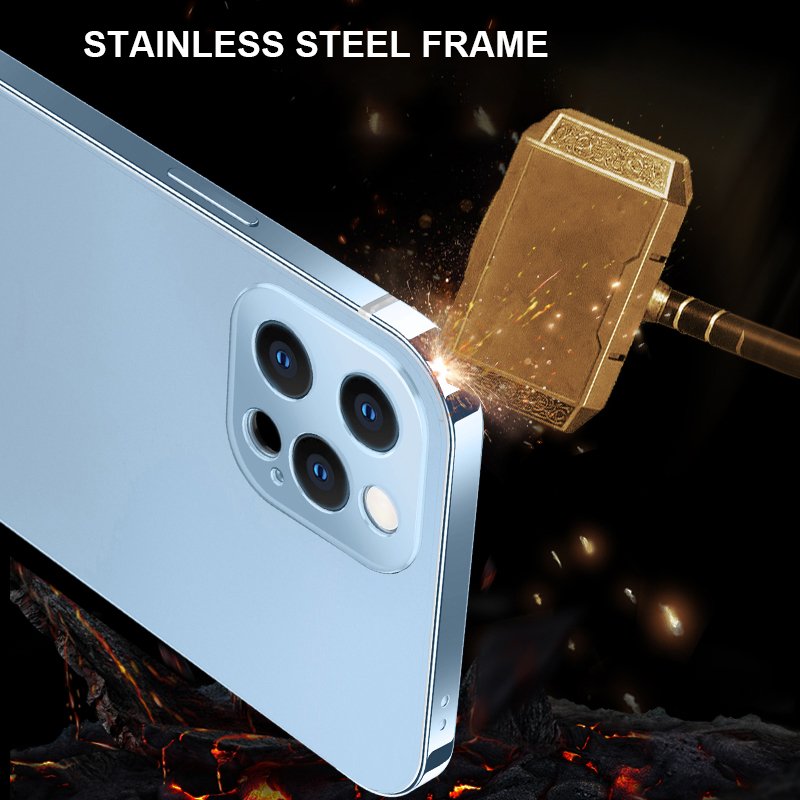 2021 Sierra Blue Stainless Steel Frame Matte Case Cover For iPhone