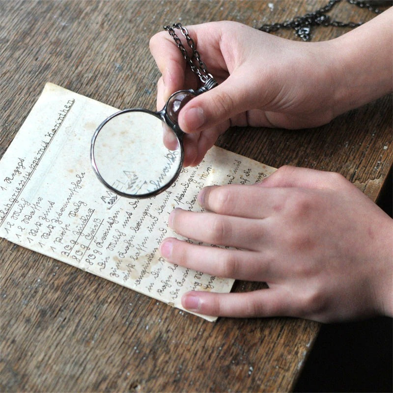 Large Magnifying Glass Pendant Necklace Gift