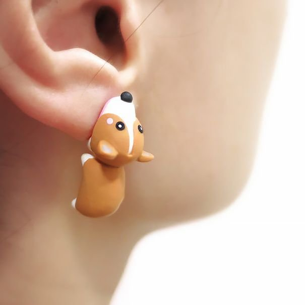 Cute animal bite earring