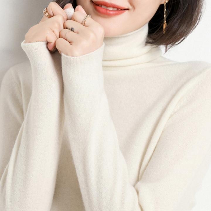 Women s slim fit cashmere blend sweater pullover turtleneck sweater