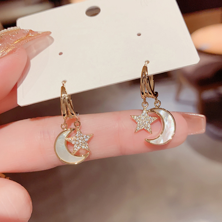 Crystal Moon Star Earrings