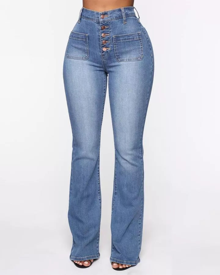 49% OFF🔥BUTTON FLY BOOTY SHAPING HIGH WAIST FLARE JEANS🔥