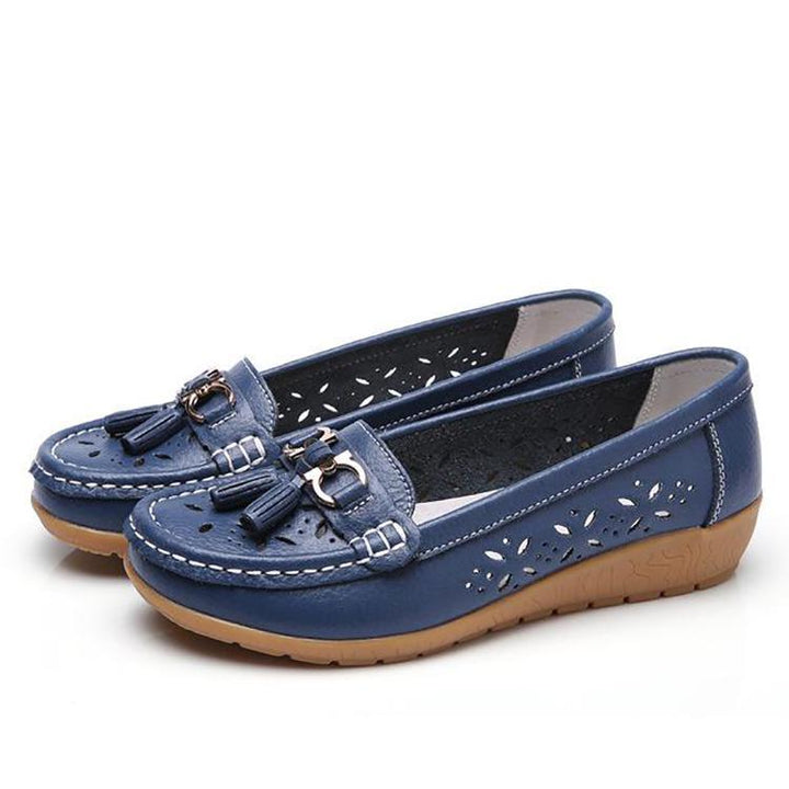 WOMENS HOLLOW SOFT LEATHER BREATHABLE MOCCASINS SANDALS 2022