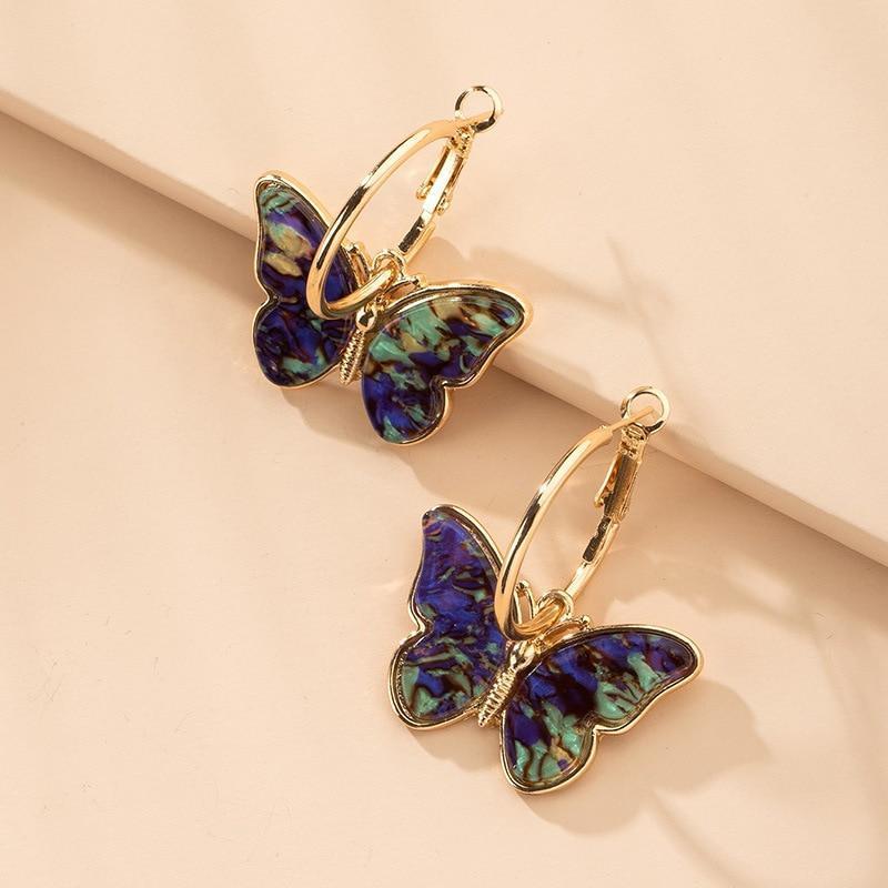 COLORFUL GLASS BUTTERFLY EARRINGS