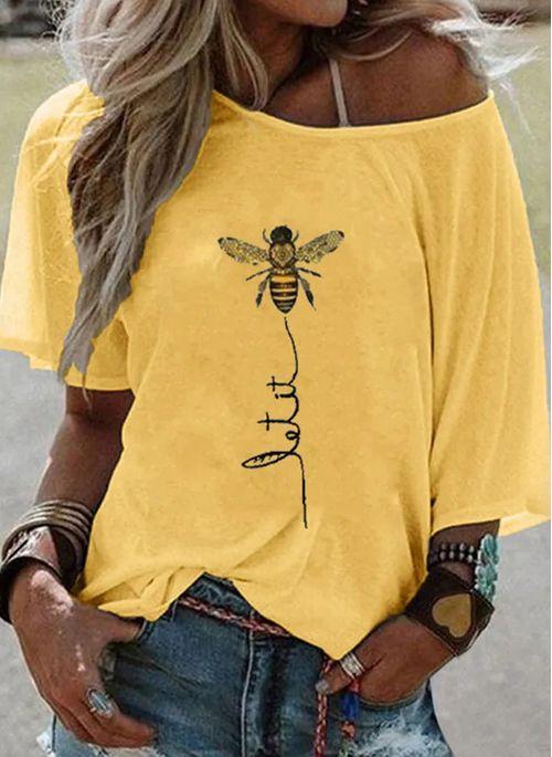 BL10348 Animal Casual Round Neckline Short Sleeve Blouses