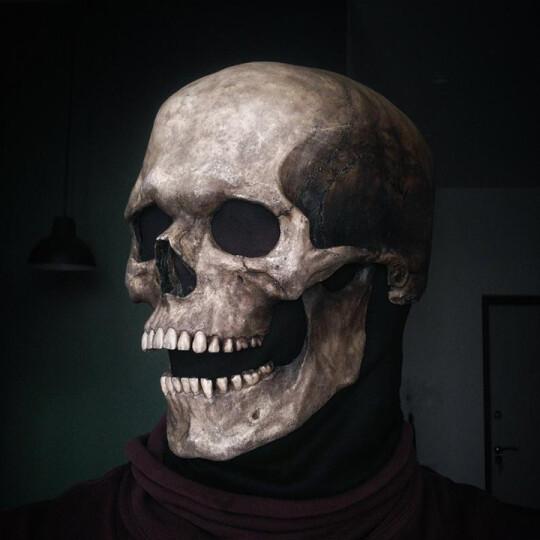 Full Head Skull Mask/Helmet With Movable Jaw