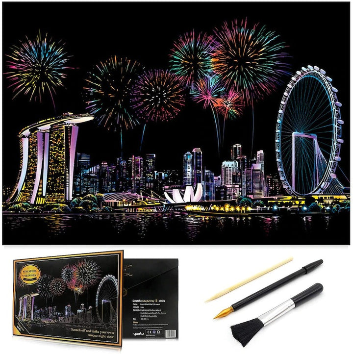 Scratch Off Rainbow Painting  World Famous Tourist Attractions 16 11.2 Inches