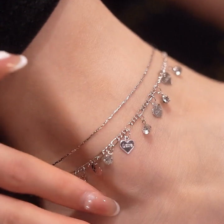 Crystal Studded Diamond Fringed Anklet