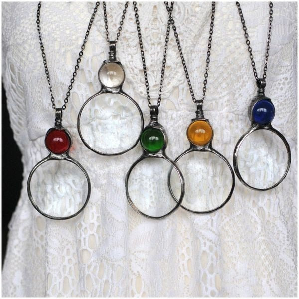 Large Magnifying Glass Pendant Necklace Gift