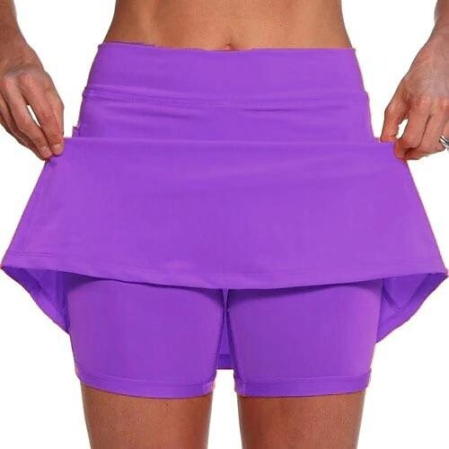Women s Solid Color Mid waist Athletic Bottoms With Side Pocket 2 In 1 Liner Breathable Quick Dry Plus Size
