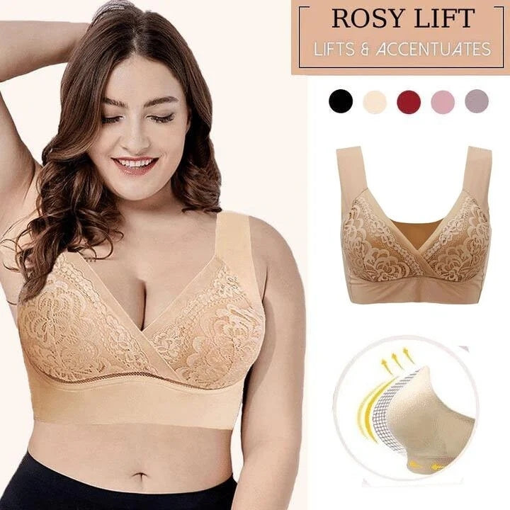 Plus Size Comfort Extra Elastic Wireless Support Lace Bra