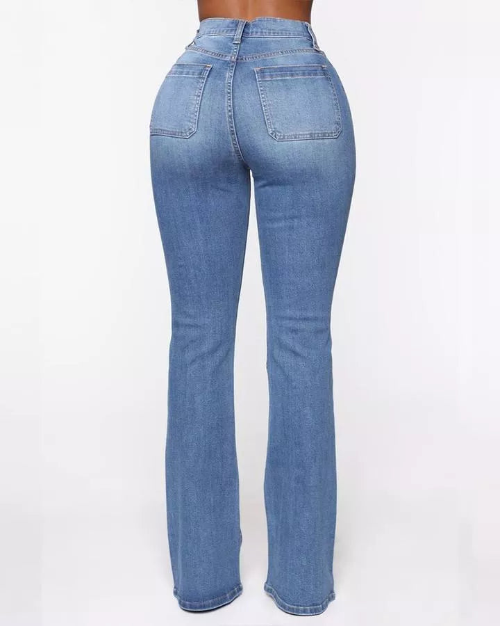 49% OFF🔥BUTTON FLY BOOTY SHAPING HIGH WAIST FLARE JEANS🔥