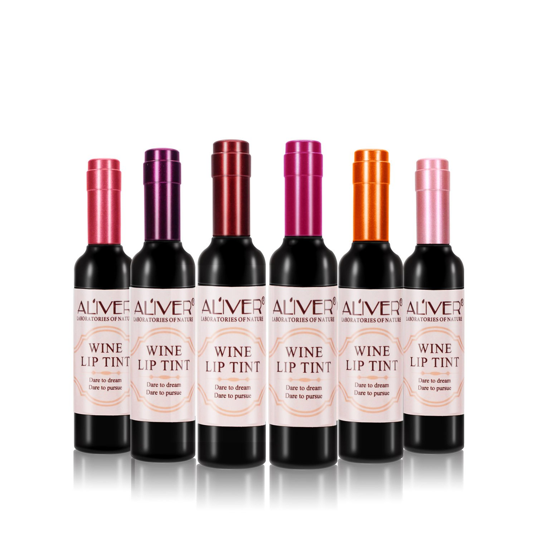 Wine Lip Tint Wine Lipgloss Waterproof Bottle Style Set 6 Color