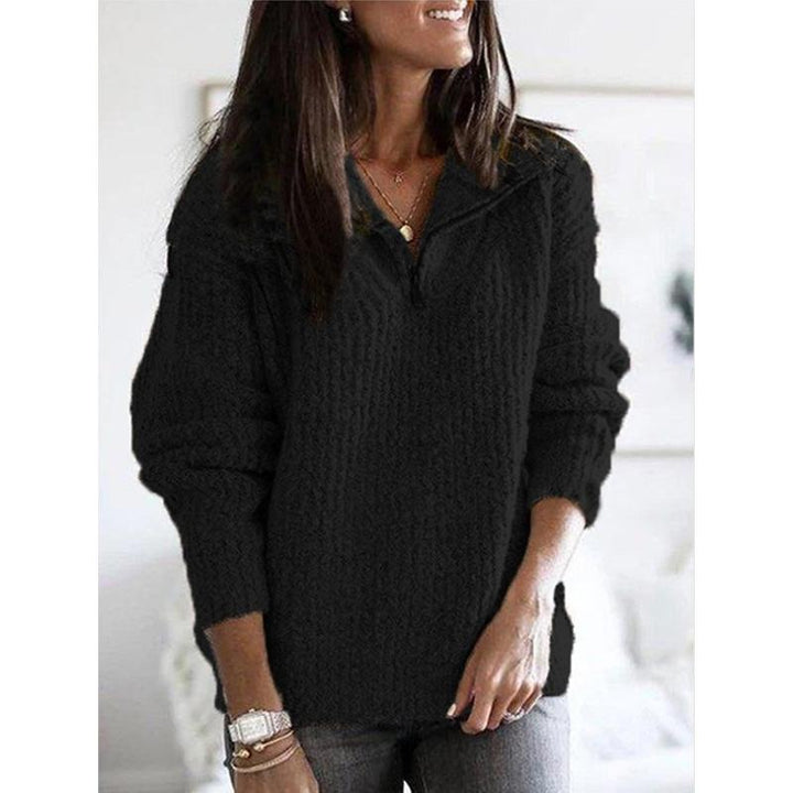 Casual Solid Zipper Warm Sweaters