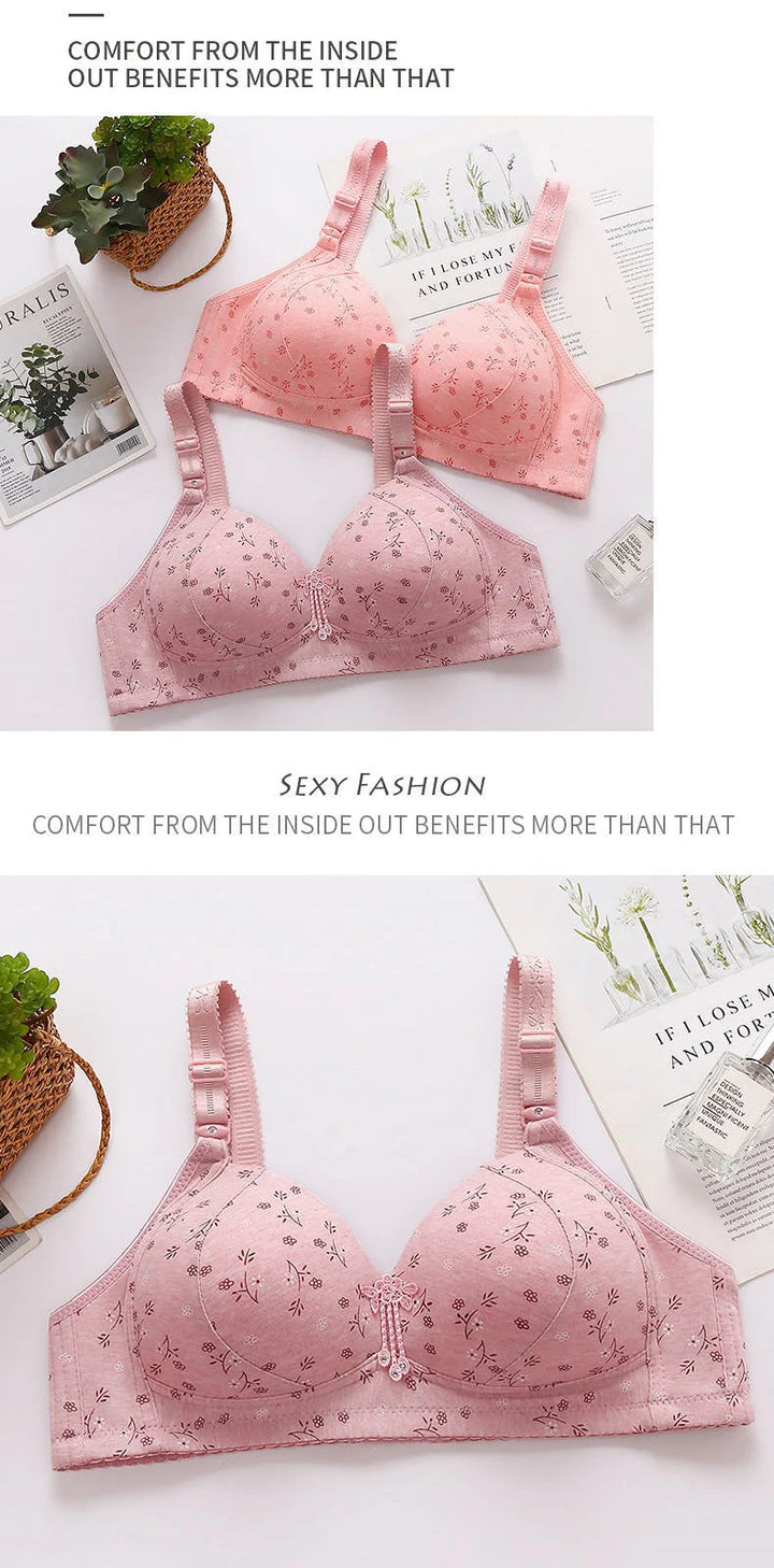 Oversize womens front button printed bra