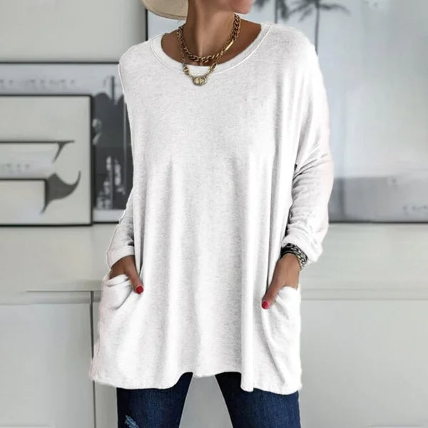 🎅Christmas Promotion -49% OFF🎄Round Neck Long Sleeve Loose Pocket Solid T-Shirt