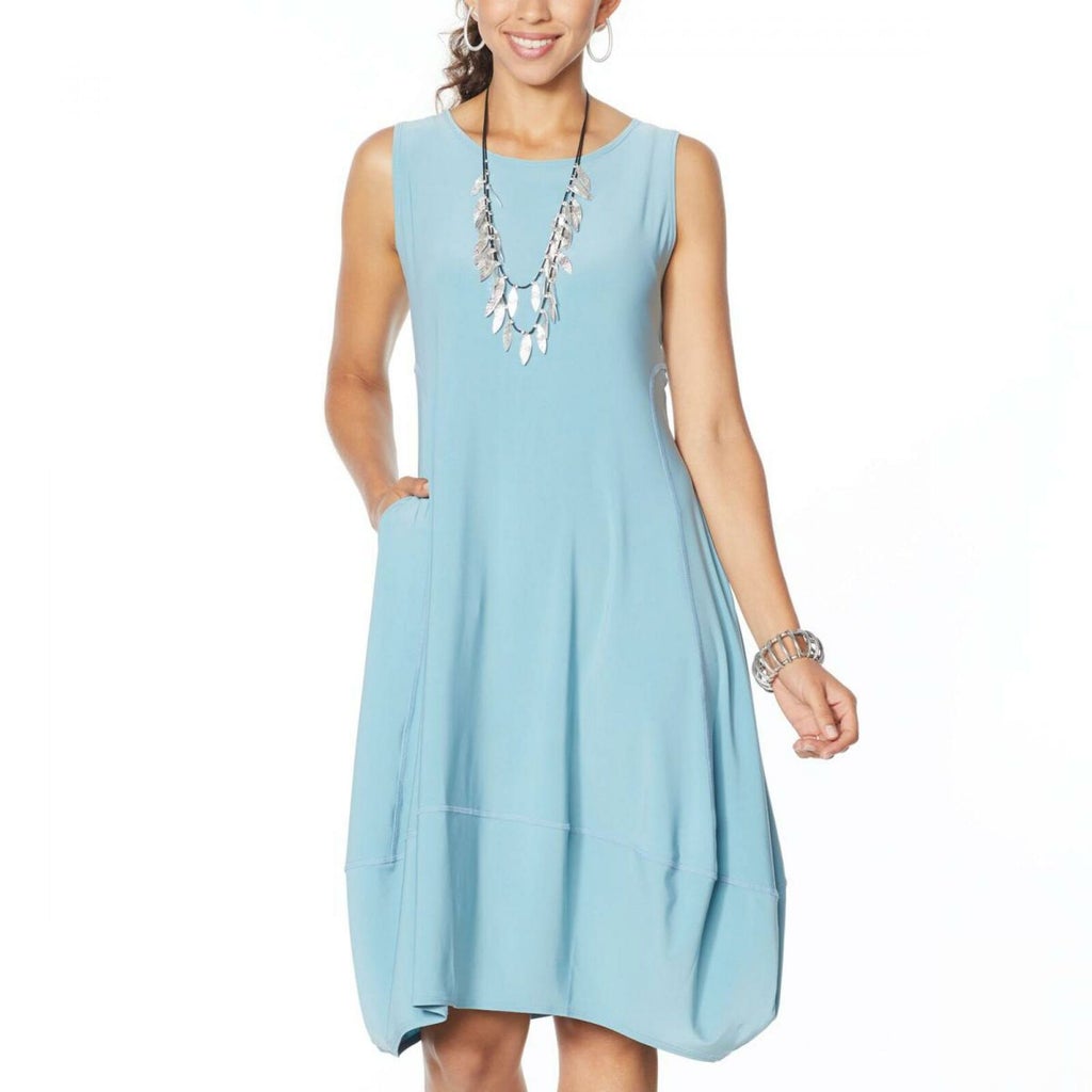 Matte Jersey Sleeveless Dress with Pockets