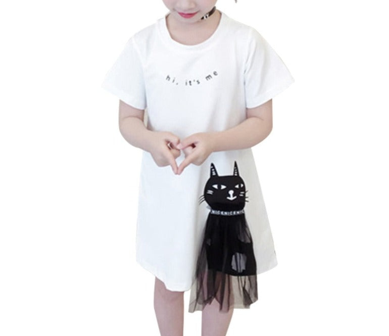 Elegant Black Cat Kids Dress