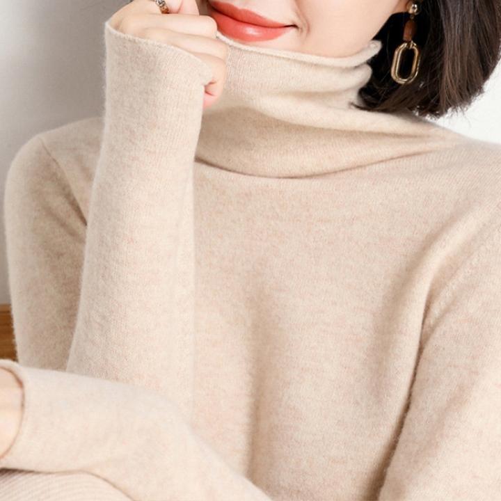 Women s slim fit cashmere blend sweater pullover turtleneck sweater