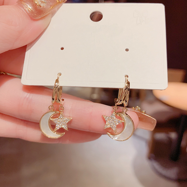 Crystal Moon Star Earrings