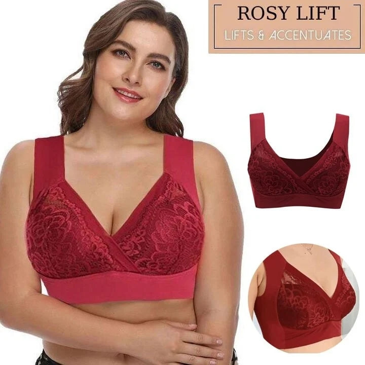 Plus Size Comfort Extra Elastic Wireless Support Lace Bra