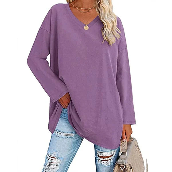 🔥Last Day Promotion-70% OFF💋Womens loose long sleeve fashion V-neck knit top