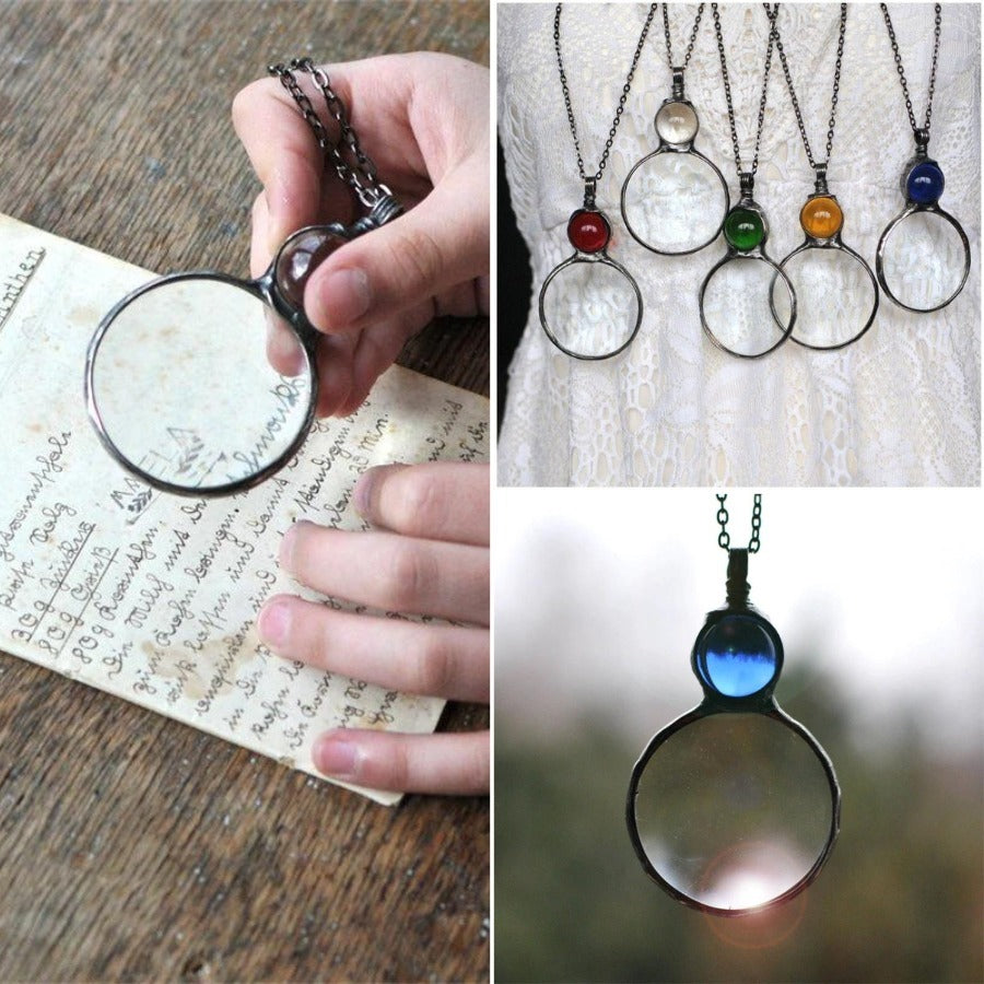 Large Magnifying Glass Pendant Necklace Gift