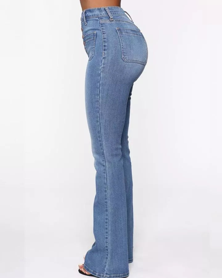 49% OFF🔥BUTTON FLY BOOTY SHAPING HIGH WAIST FLARE JEANS🔥