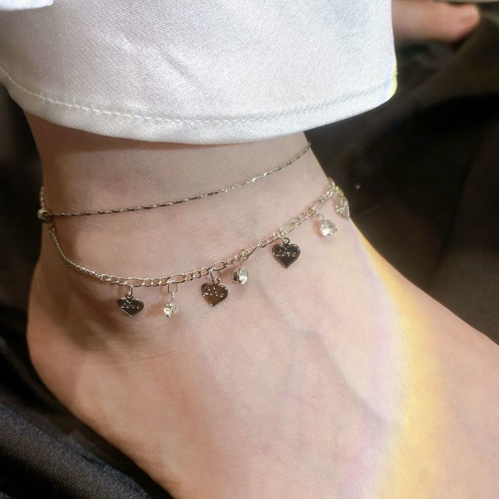 Crystal Studded Diamond Fringed Anklet