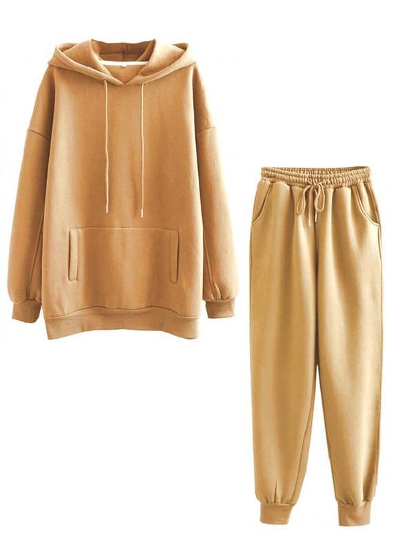 Casual Home Outfits Hooded Sweatshirt Set