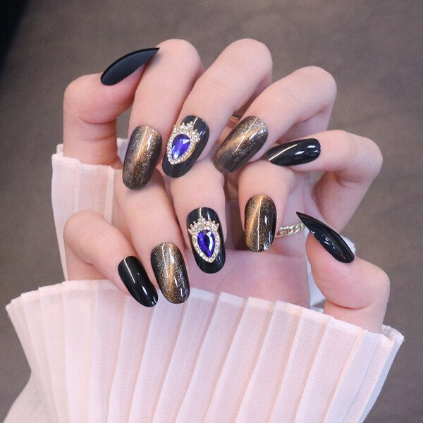 Mysterious Cat Eye Nail Patch With Jelly Gum 24PCS