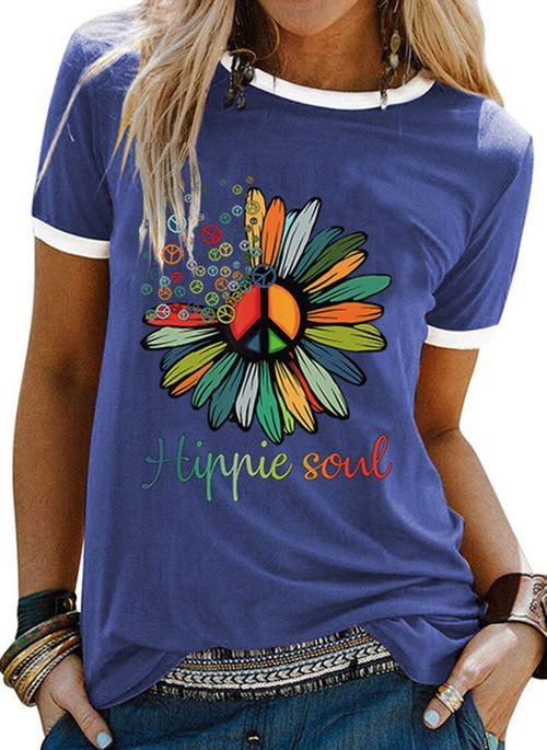 TP10275 Floral Round Neck Short Sleeve Casual T shirts