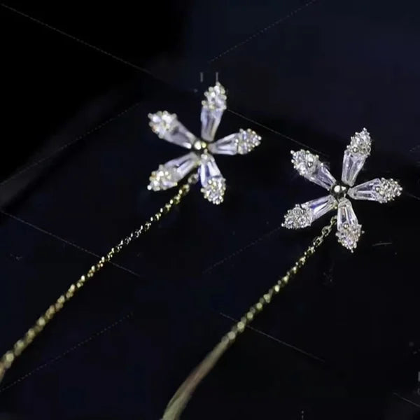 Shiny Diamond  Flower Earrings