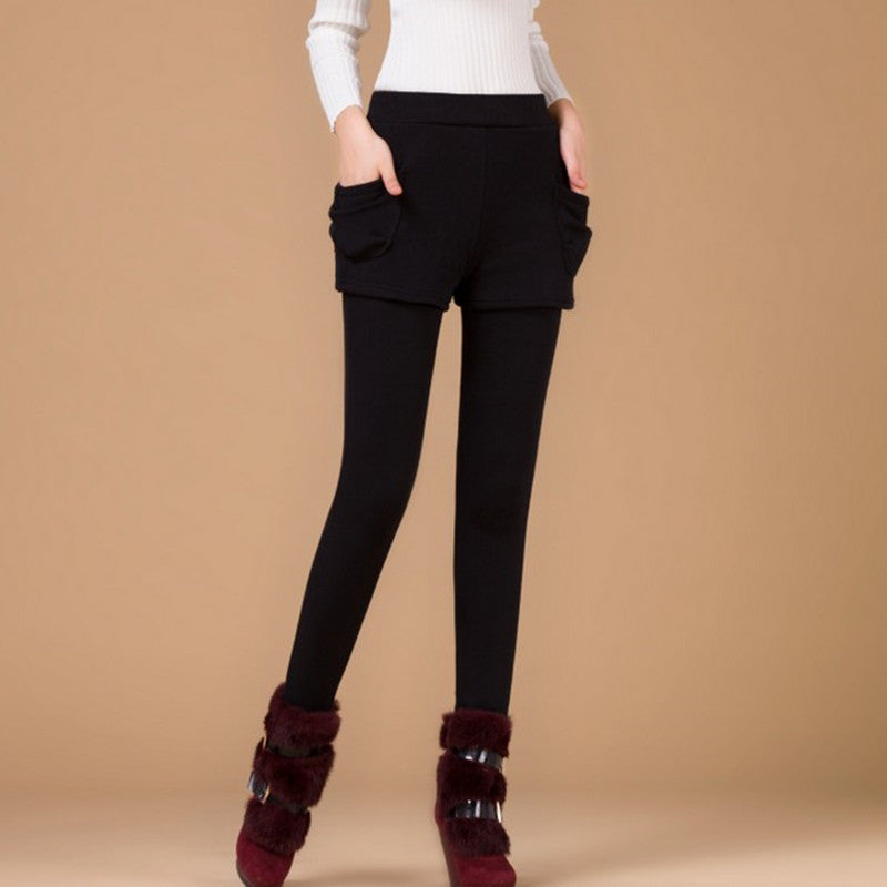 Autumn and winter plus velvet thickening slim and warm little feet skirt