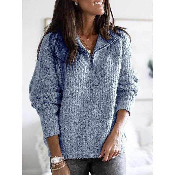 Casual Solid Zipper Warm Sweaters