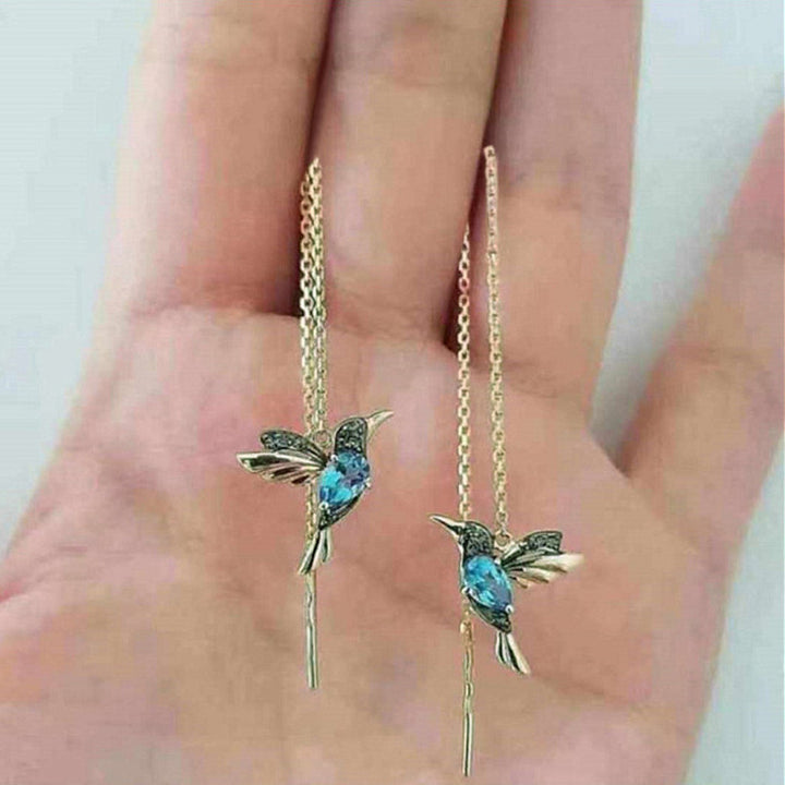 Ladies Elegant Hummingbird Rhinestone Stud Earrings