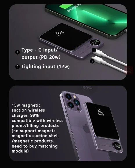 (🔥 Early Mothers Day Sale - 49% OFF)-Macsafe Powerbank Magnetic-(Buy 10000mAh save more)