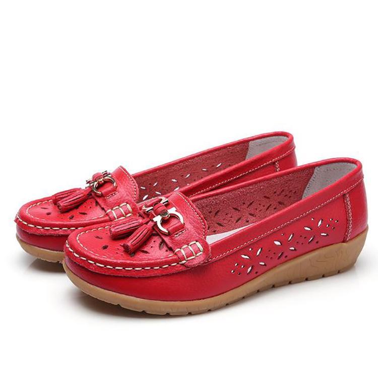 WOMENS HOLLOW SOFT LEATHER BREATHABLE MOCCASINS SANDALS 2022