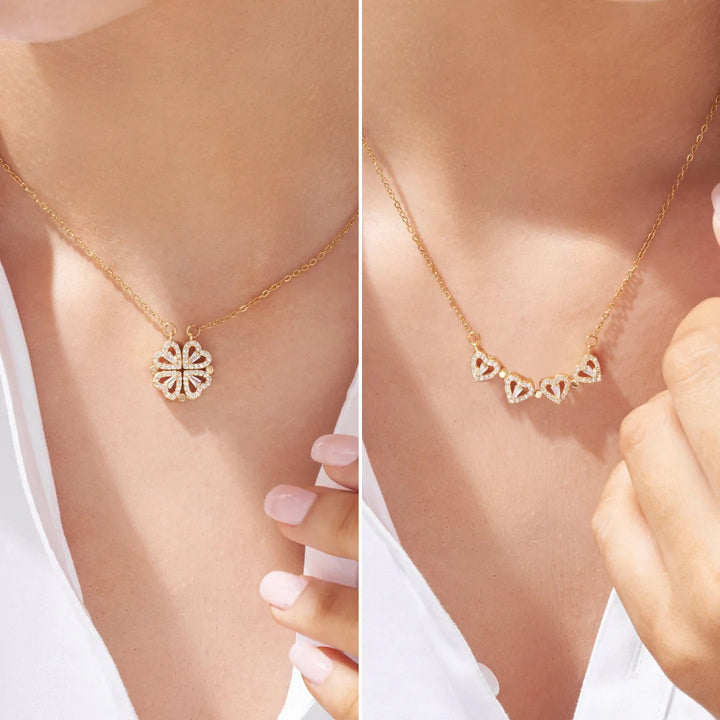 🍀BUY 1 GET 1 FREE❤️ - Lucky Heart and Four Leaf Clover Convertible Pendant Necklace