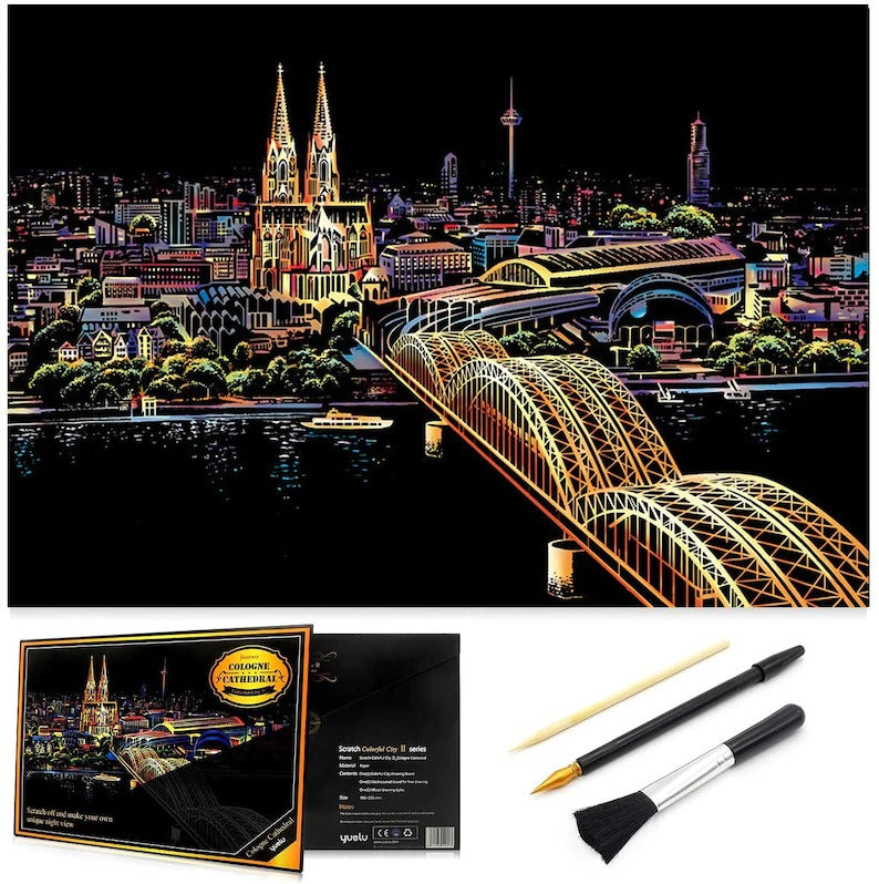 Scratch Off Rainbow Painting  World Famous Tourist Attractions 16 11.2 Inches