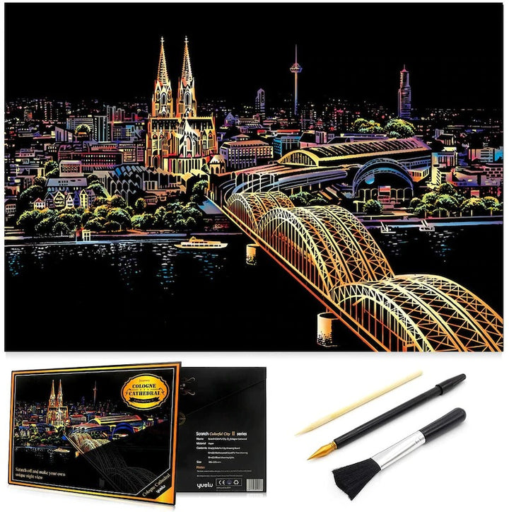 Scratch Off Rainbow Painting  World Famous Tourist Attractions 16 11.2 Inches