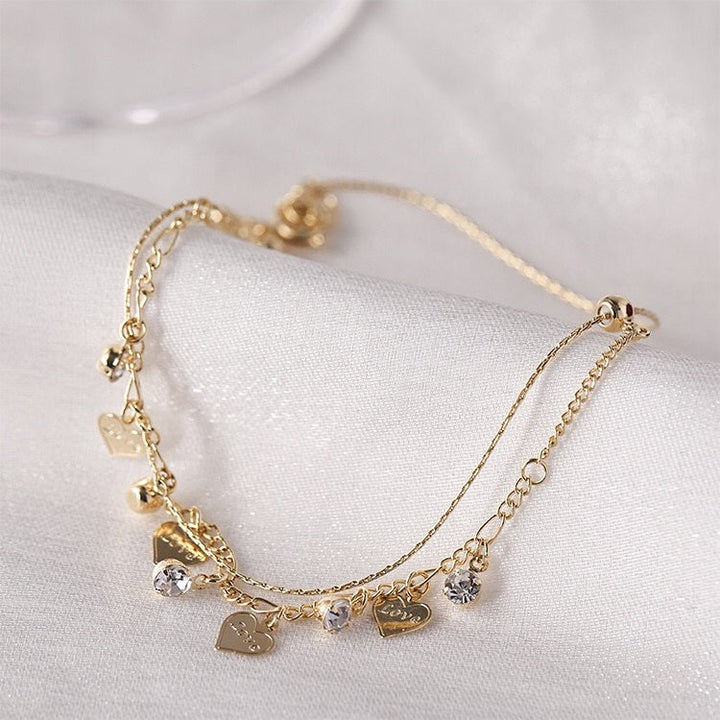 Crystal Studded Diamond Fringed Anklet