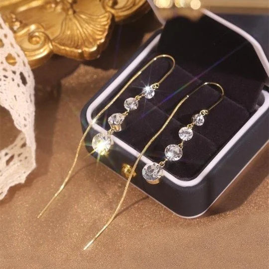 Sparkling Diamond Tassel Earrings