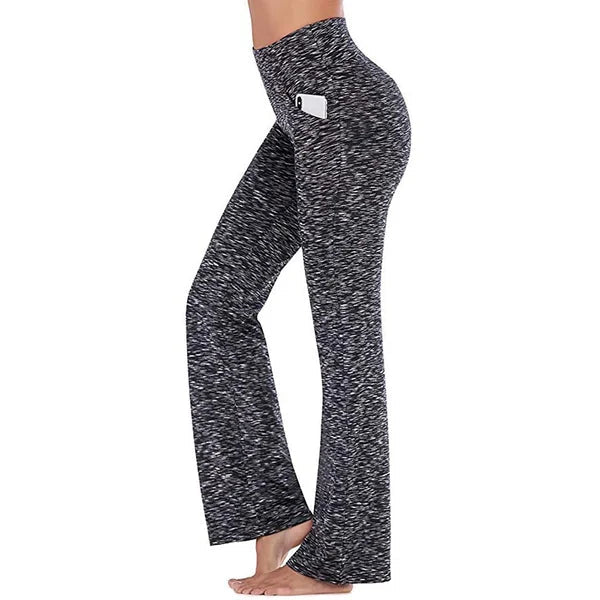 WOMENS HIGH WAIST YOGA PANTS BOOTCUT FLARE LEG