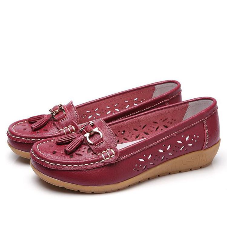 WOMENS HOLLOW SOFT LEATHER BREATHABLE MOCCASINS SANDALS 2022