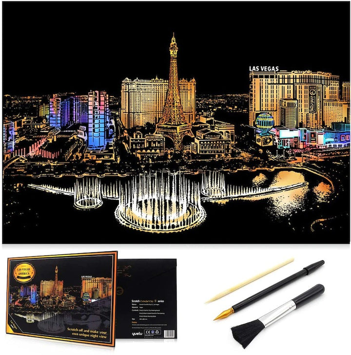 Scratch Off Rainbow Painting  World Famous Tourist Attractions 16 11.2 Inches